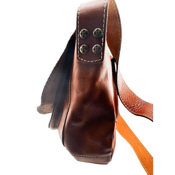 Patricia Nash Italian Leather Saddle Bag Tooled Floral Crossbody Western Boho - Picture 14 of 16